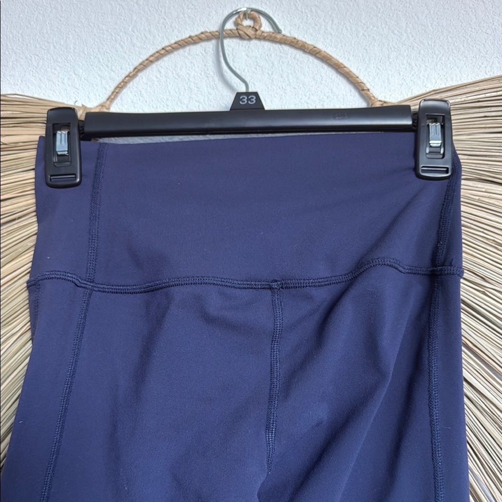 ALO Yoga Blue Moto-Style Leggings with Ribbed Panels - Picture 8 of 14